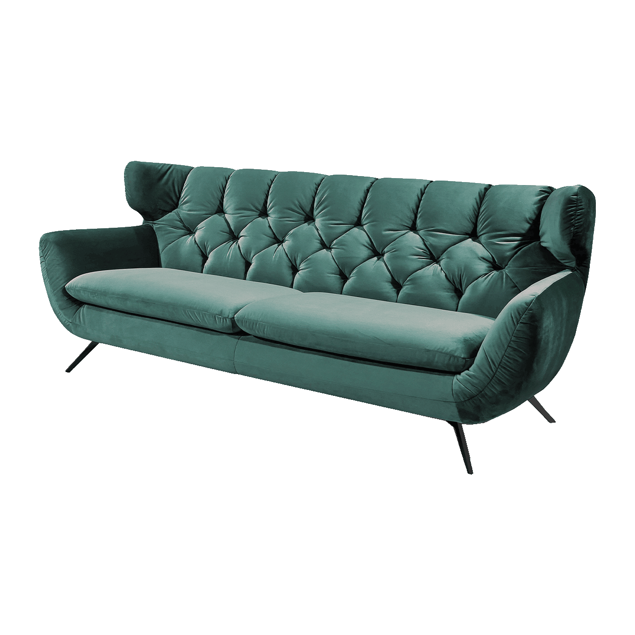 3C Candy Sofa Sixty - Bezug: Velours | Farbe: Smaragd | Modell: 2,5-Sitzer | Ecksofas