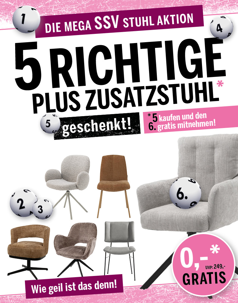 Mega SSV Stuhl Aktion: 6 Stühle kaufen – nur 5 bezahlen!